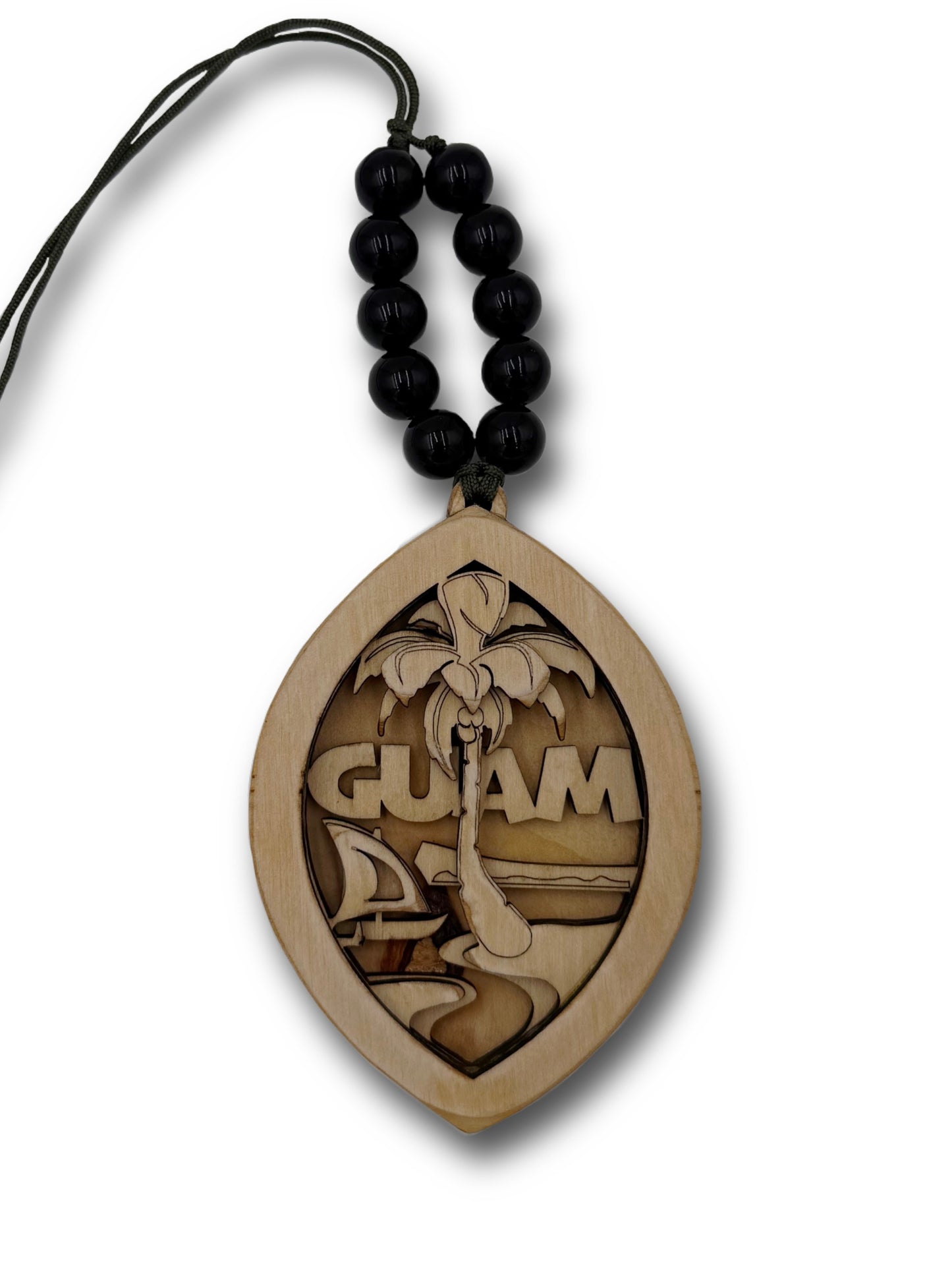 Guam Seal Wooden Hanger with Beads