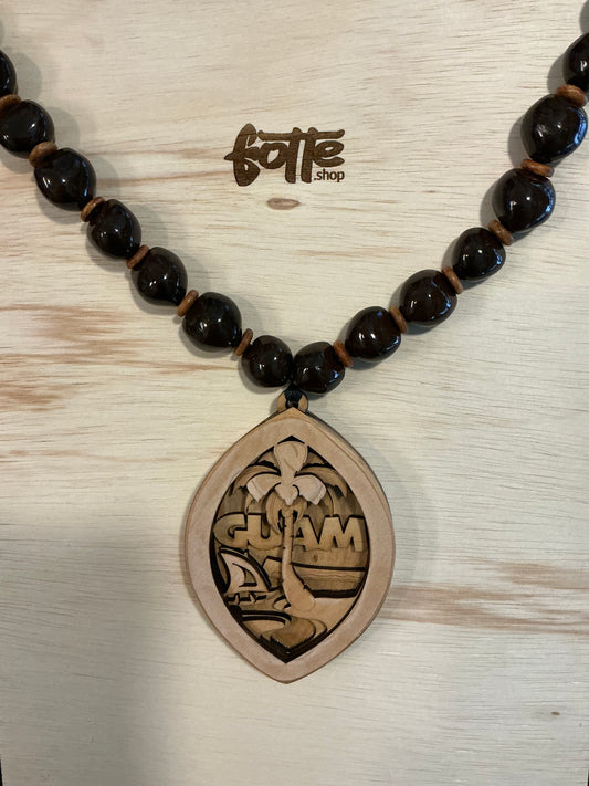 Guam Seal necklace with Kukui nut beads